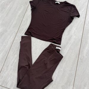 Aritzia Brown Tee & Leggings Set